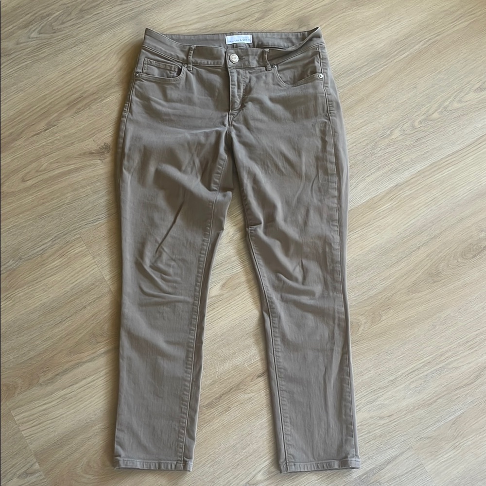 LOFT Women's Curvy Skinny Cropped Brown Jeans